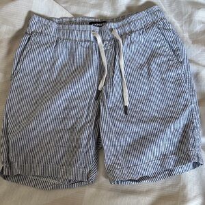 Express Blue & White Striped Drawstring Shorts